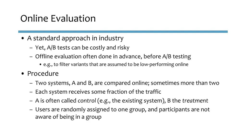 online evaluation