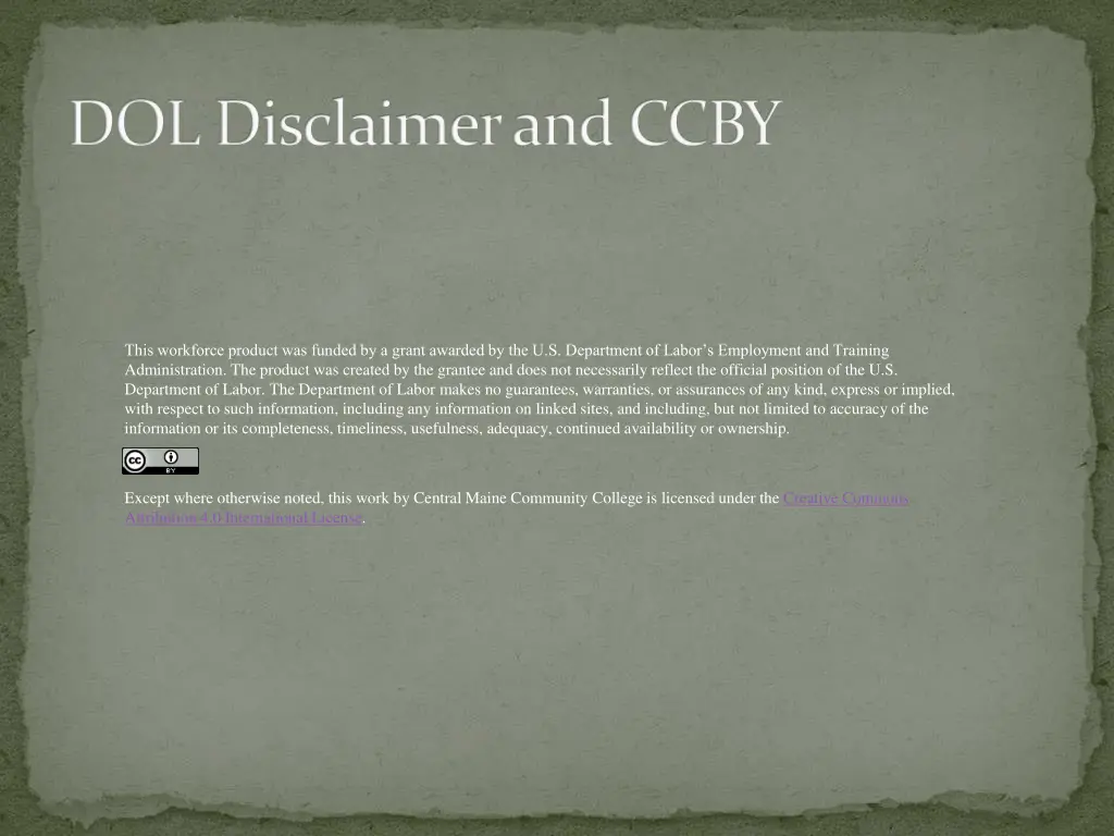 dol disclaimer and ccby