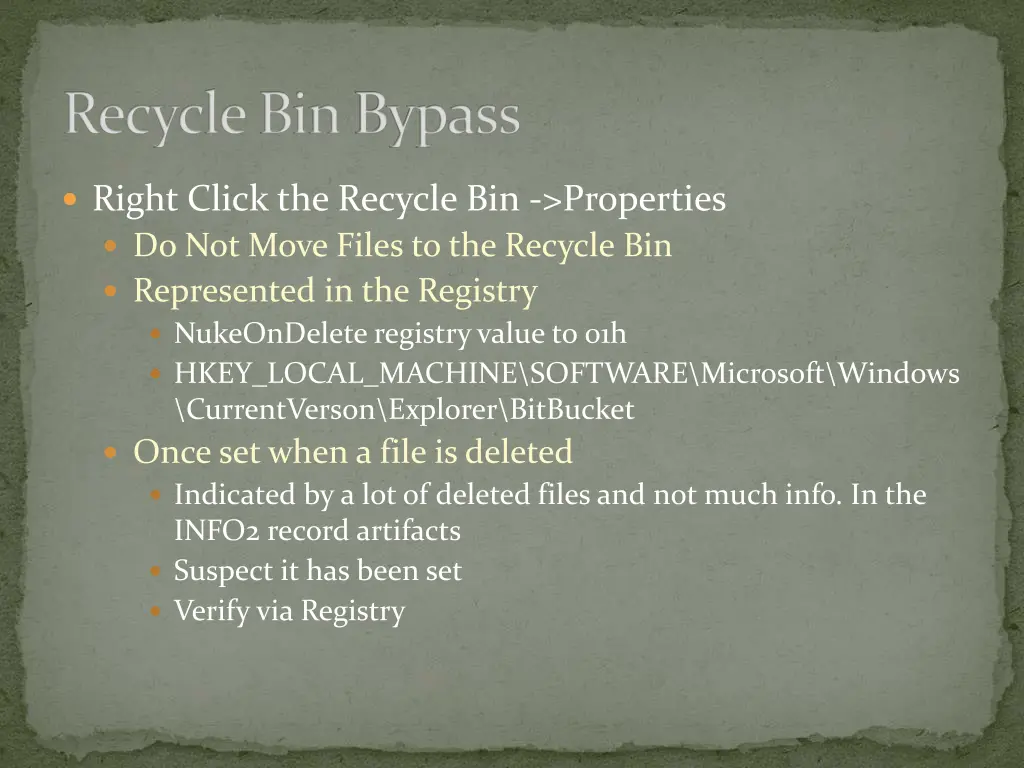 recycle bin bypass