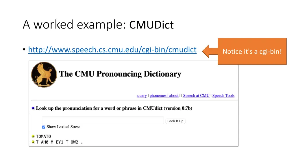 a worked example cmudict 2