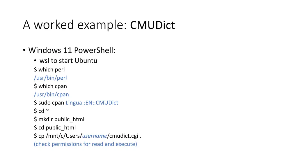 a worked example cmudict 4