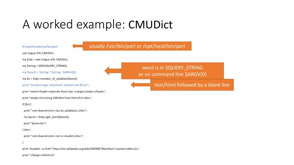 a worked example cmudict 5