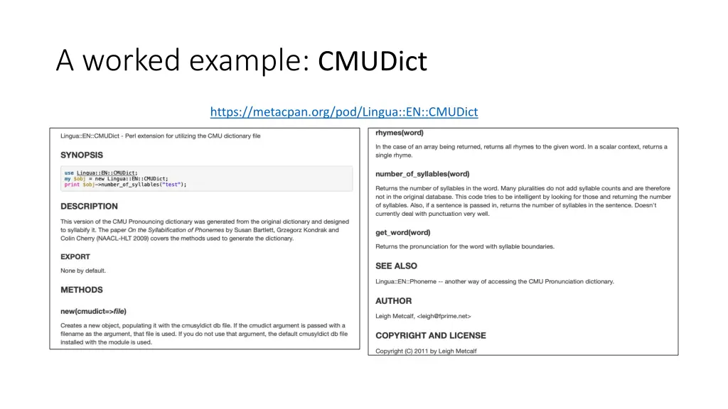 a worked example cmudict 8