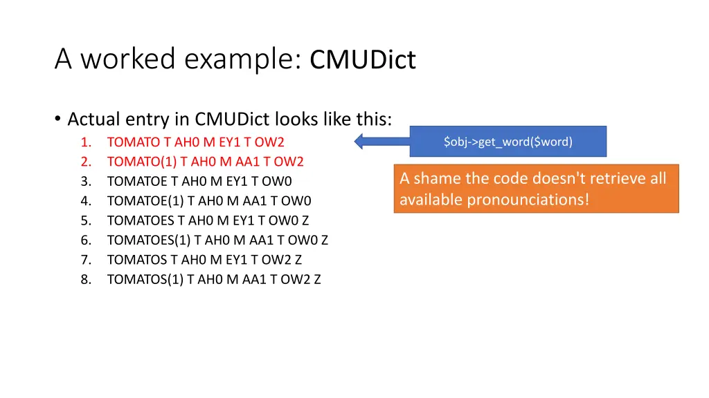 a worked example cmudict 9