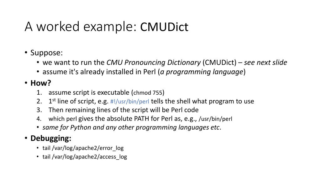 a worked example cmudict