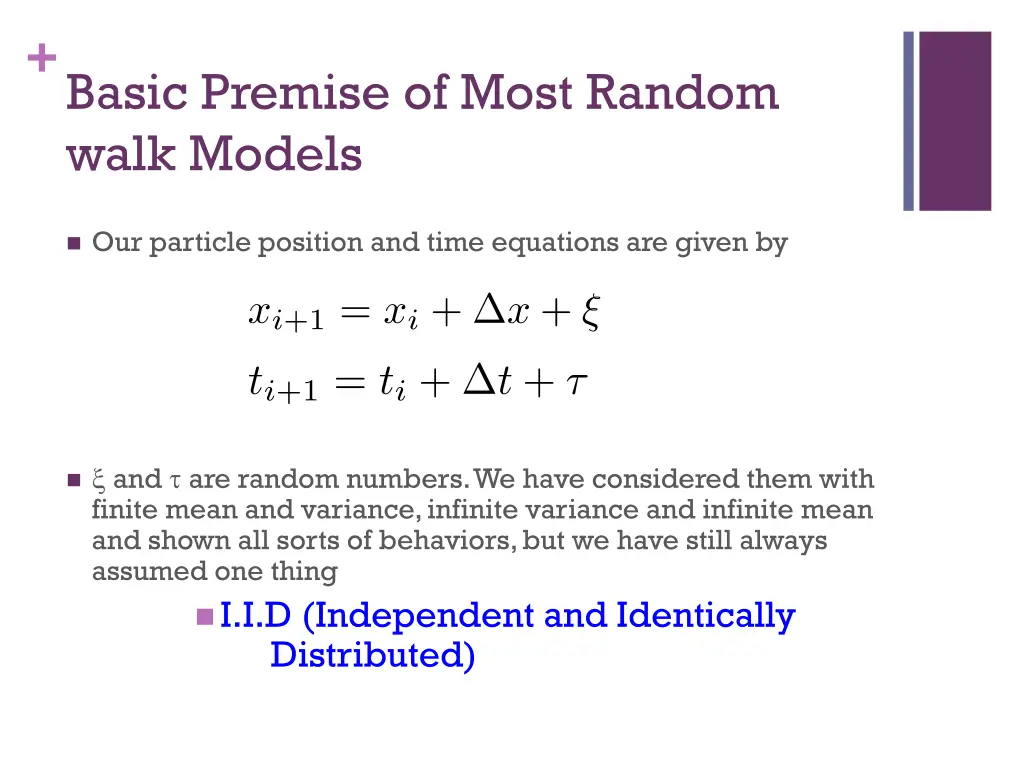 basic premise of most random walk models