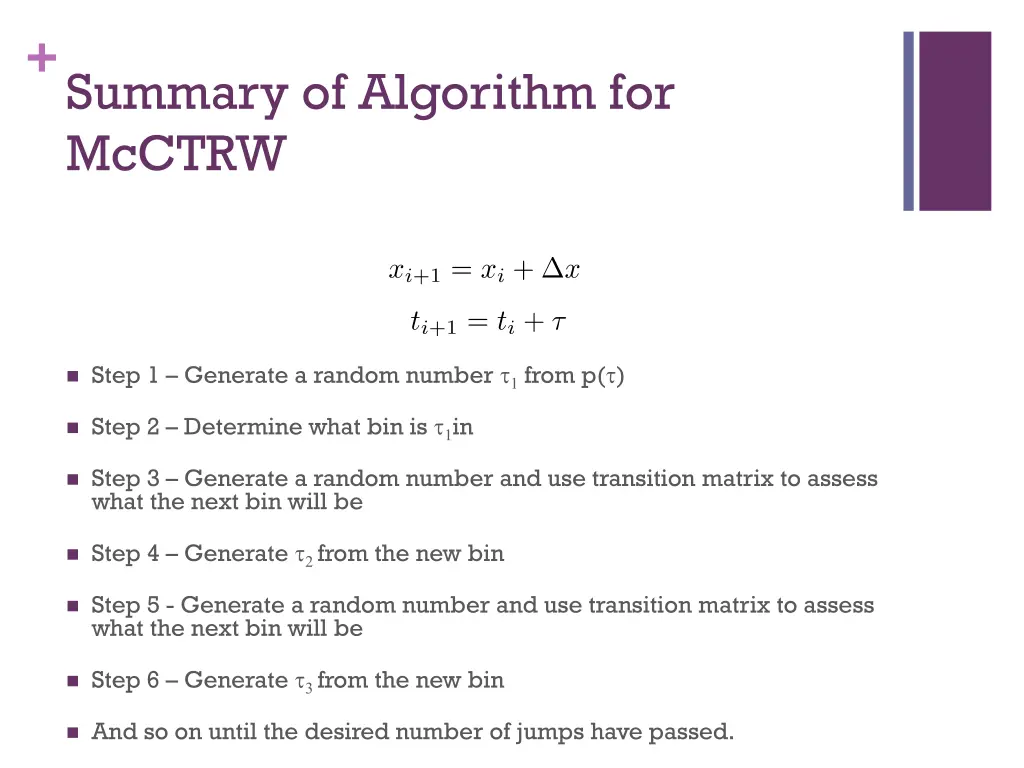 summary of algorithm for mcctrw