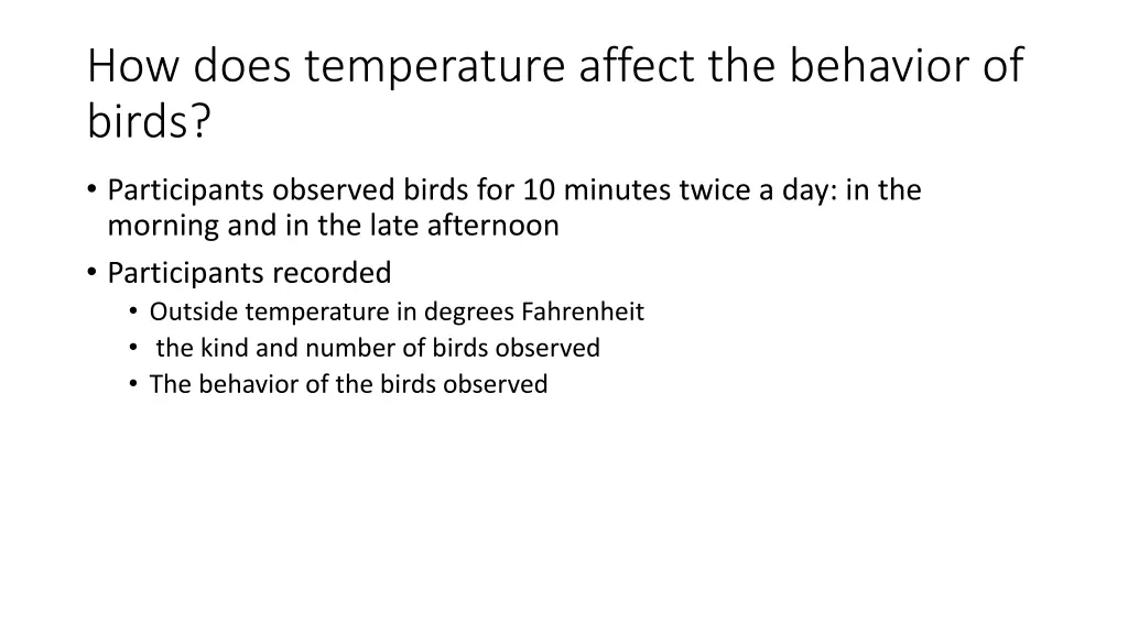 how does temperature affect the behavior of birds