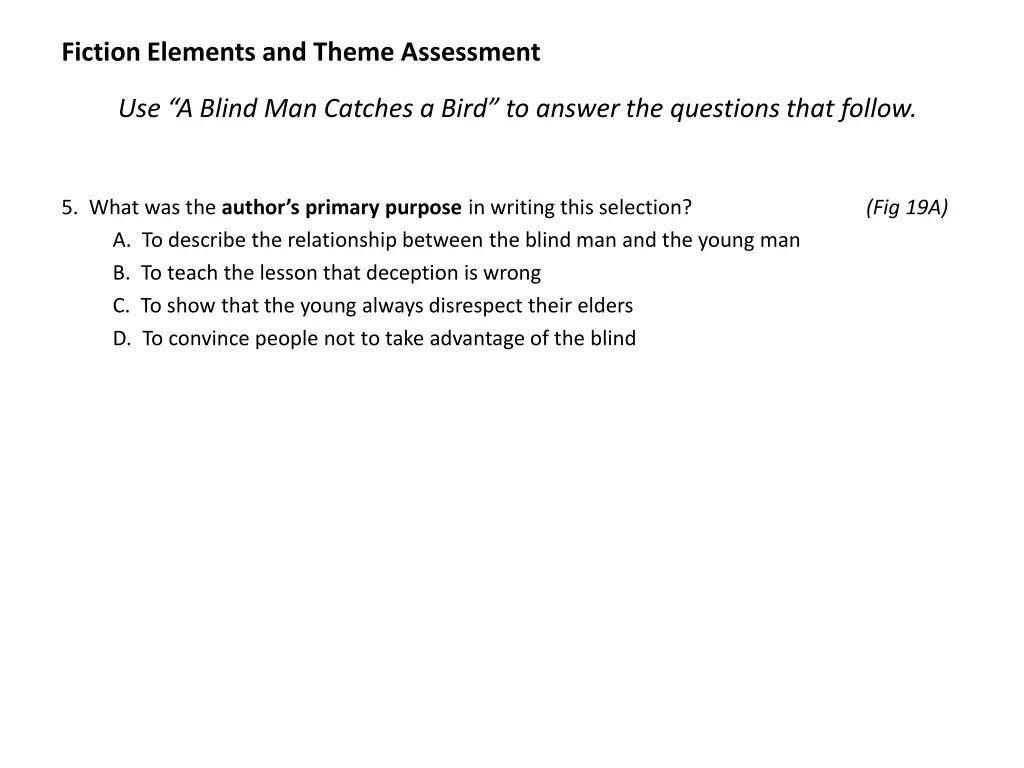 fiction elements and theme assessment 5