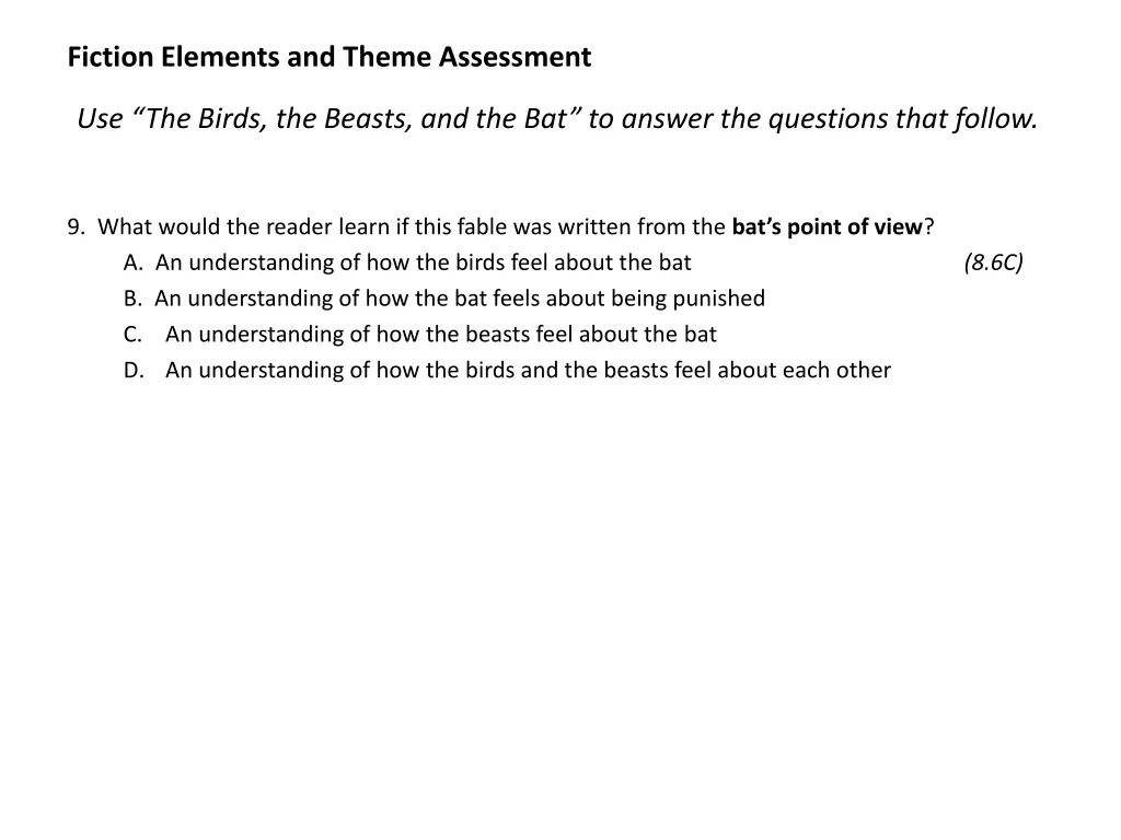 fiction elements and theme assessment 7