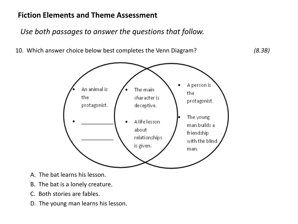 fiction elements and theme assessment 8