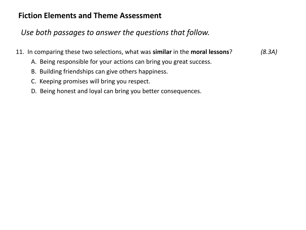 fiction elements and theme assessment 9