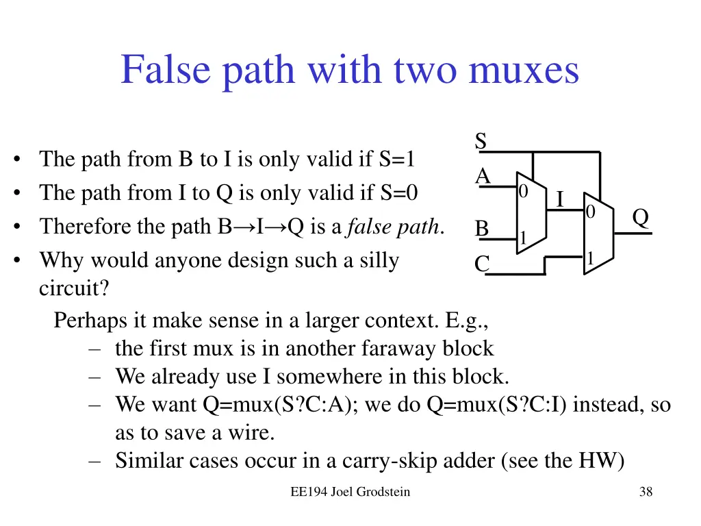 false path with two muxes