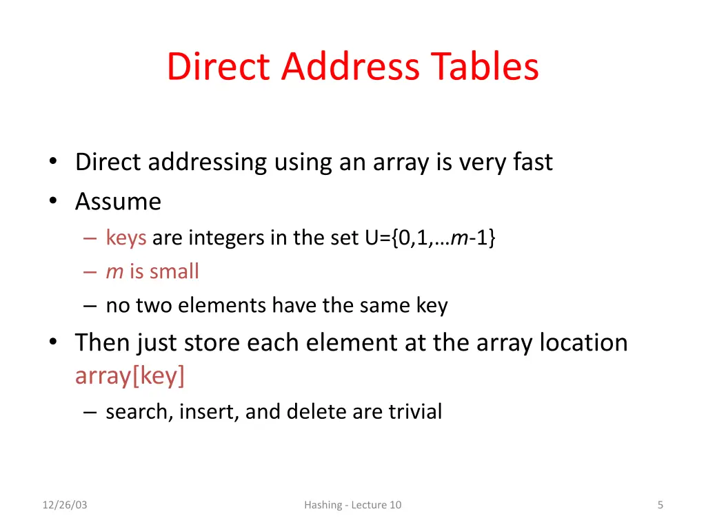 direct address tables