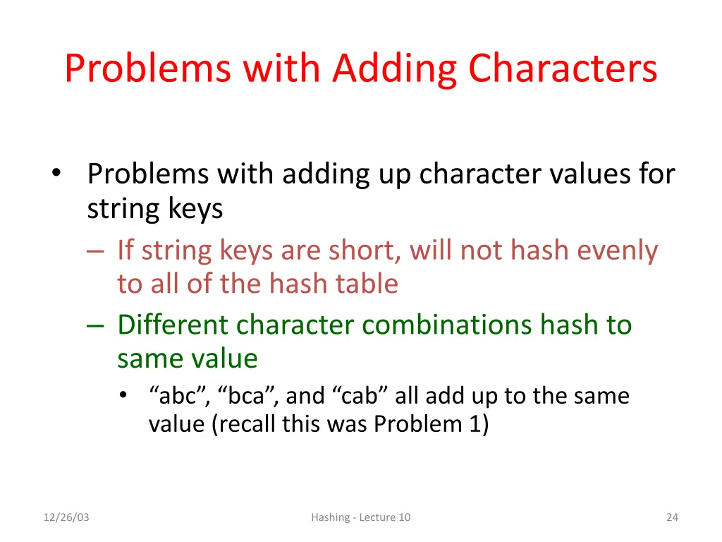 problems with adding characters