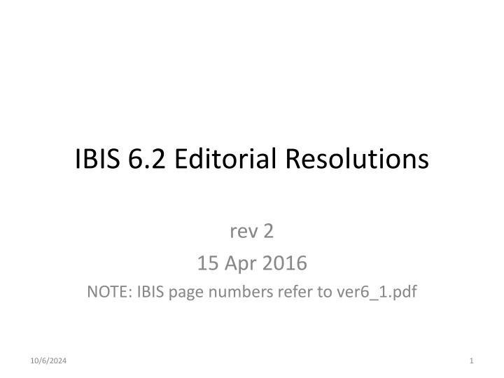 ibis 6 2 editorial resolutions