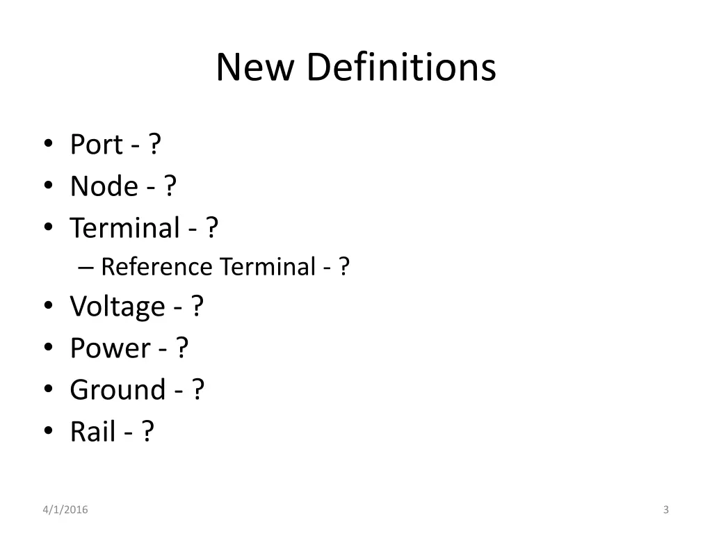 new definitions