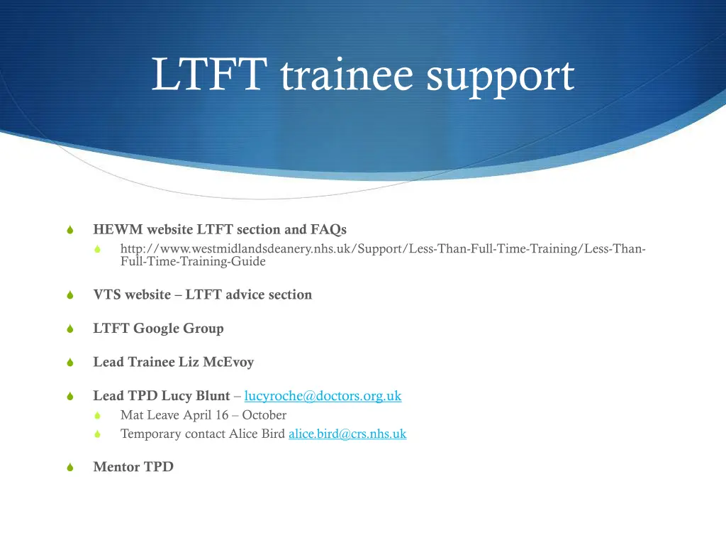 ltft trainee support