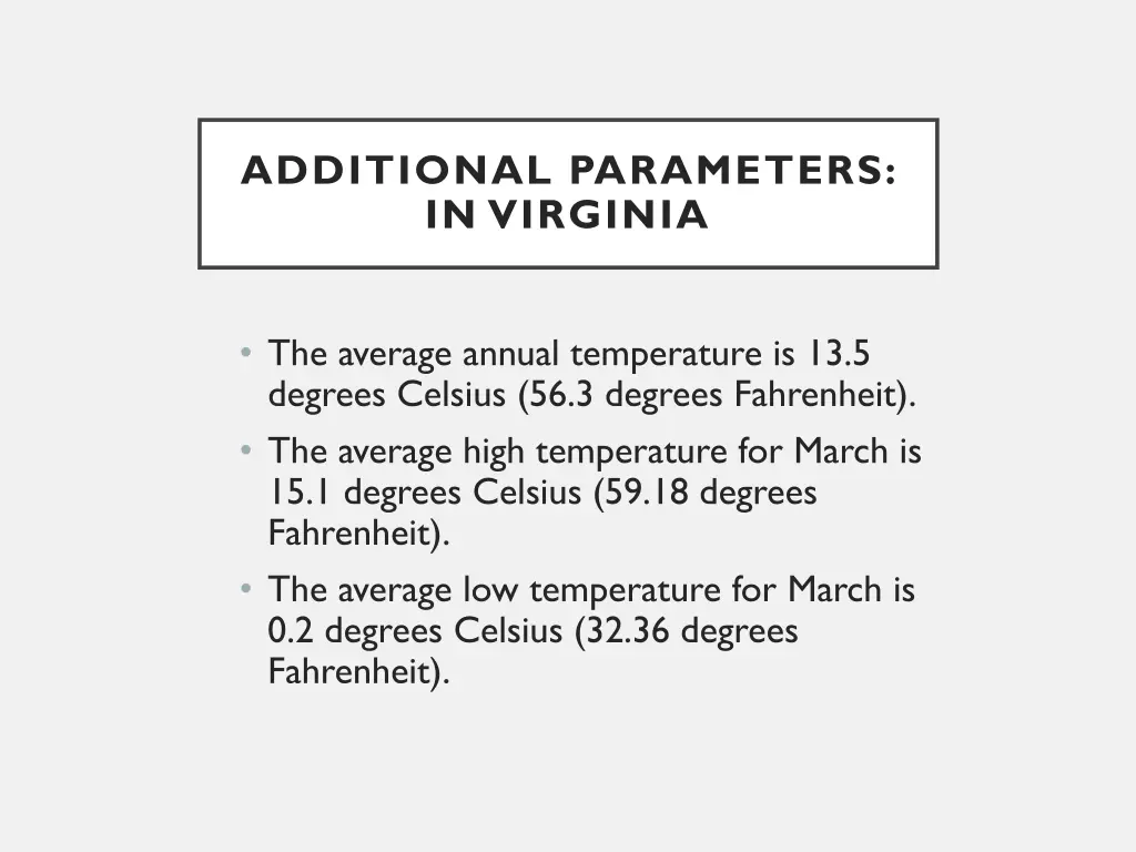 additional parameters in virginia