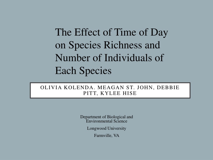 the effect of time of day on species richness