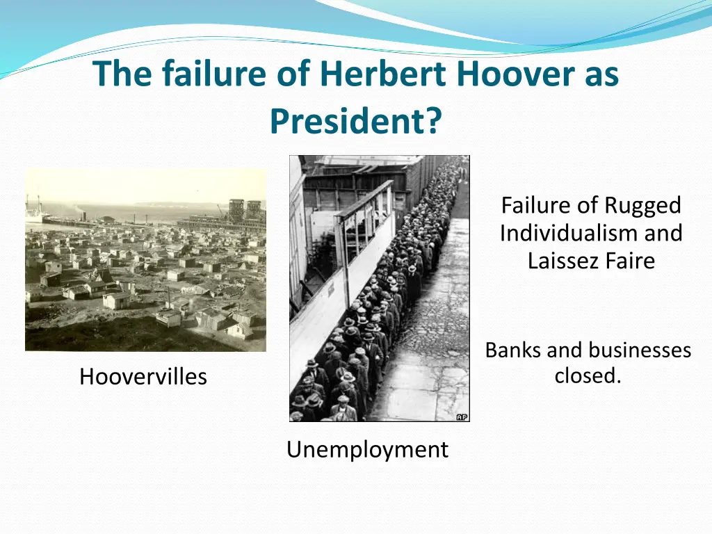 the failure of herbert hoover as president 1