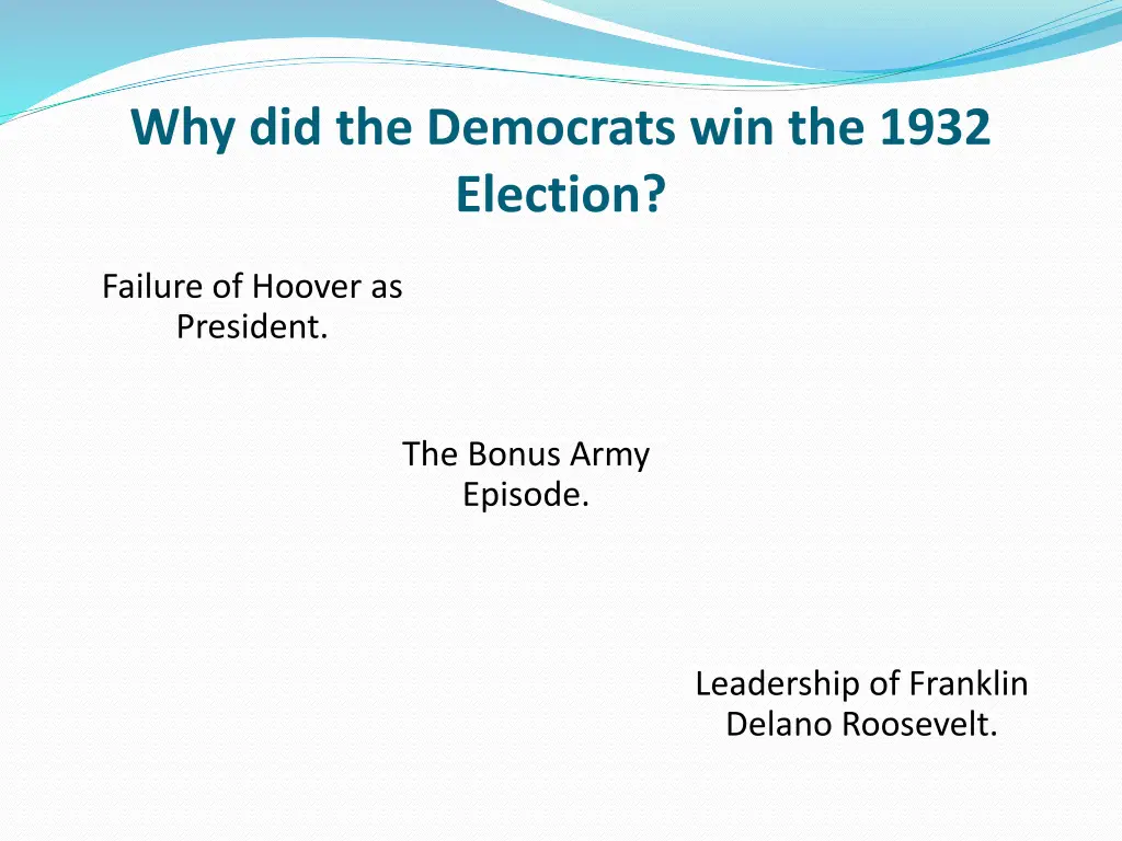 why did the democrats win the 1932 election