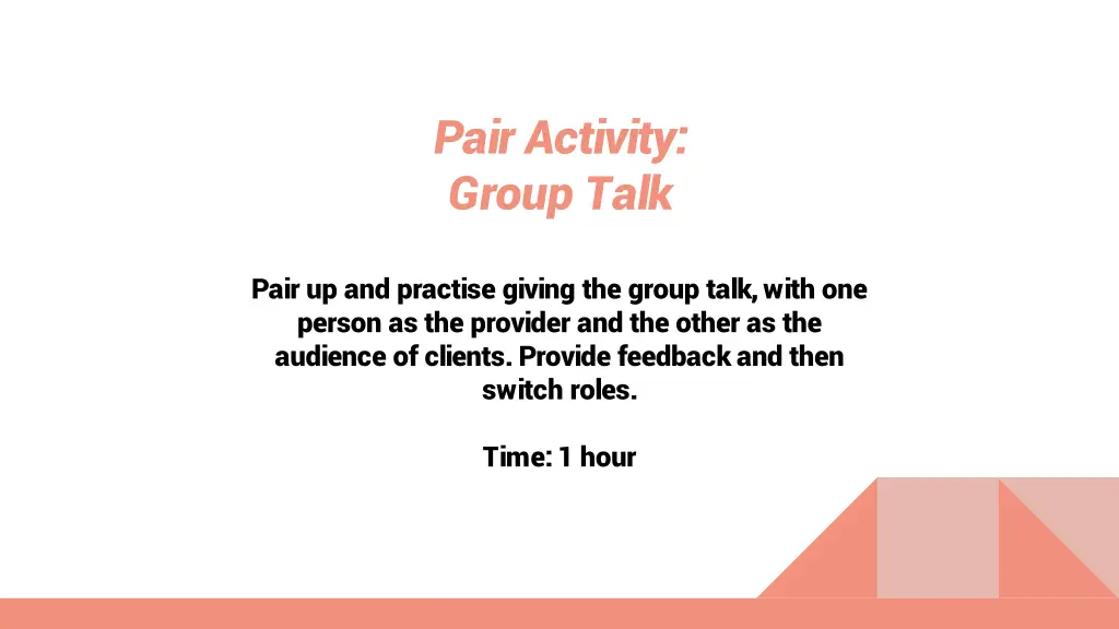 pair activity group talk