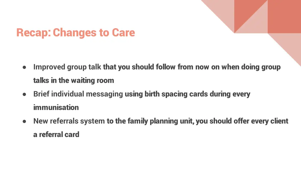 recap changes to care