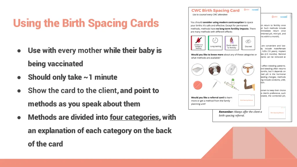 using the birth spacing cards