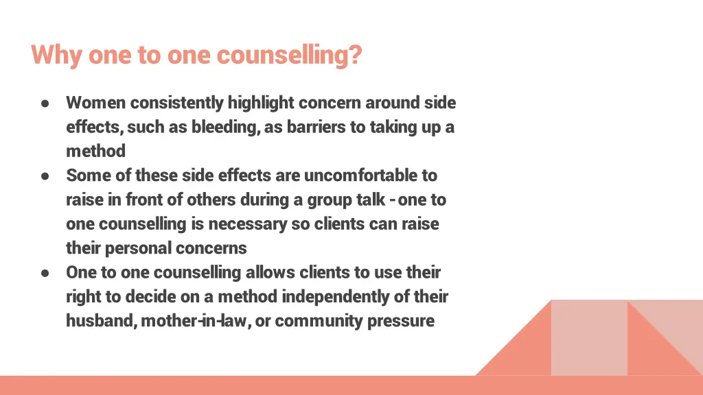 why one to one counselling