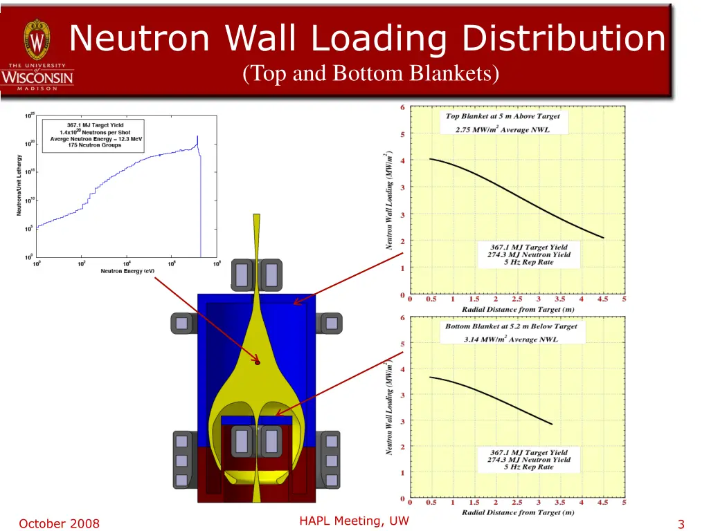 neutron wall loading distribution top and bottom