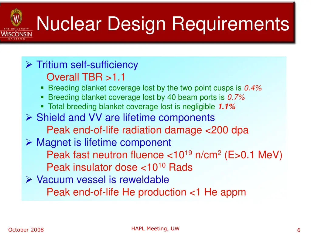 nuclear design requirements