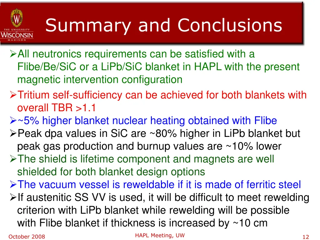 summary and conclusions