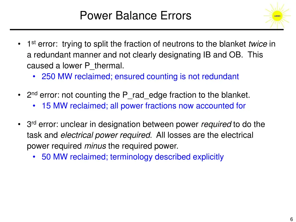 power balance errors