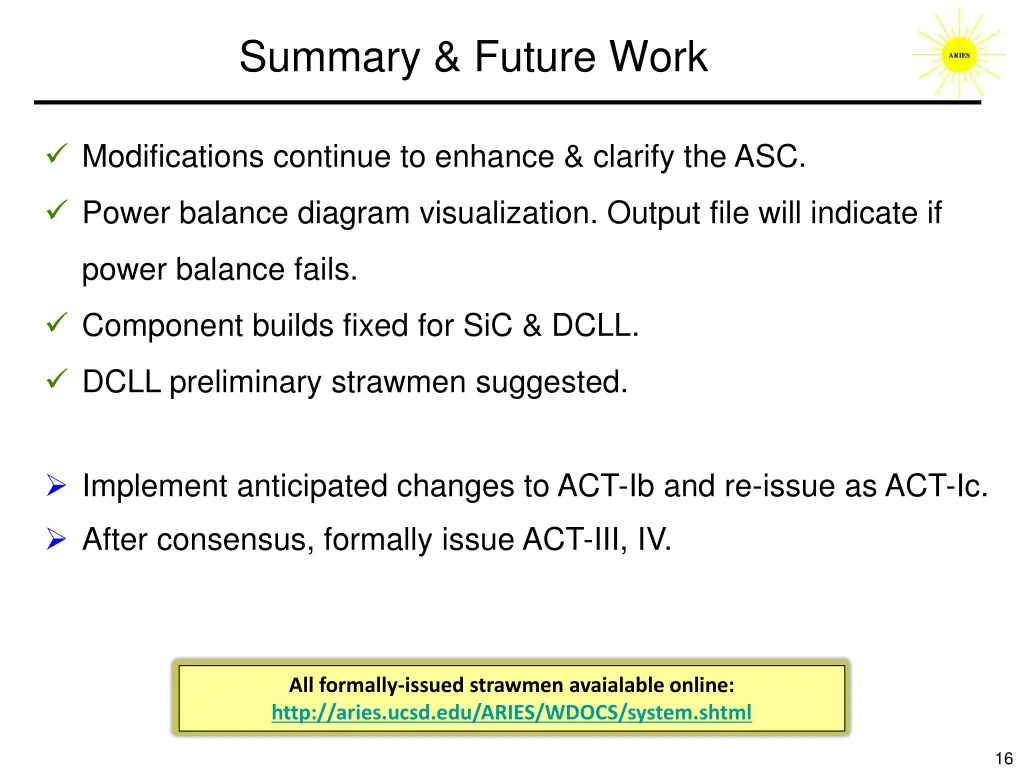 summary future work