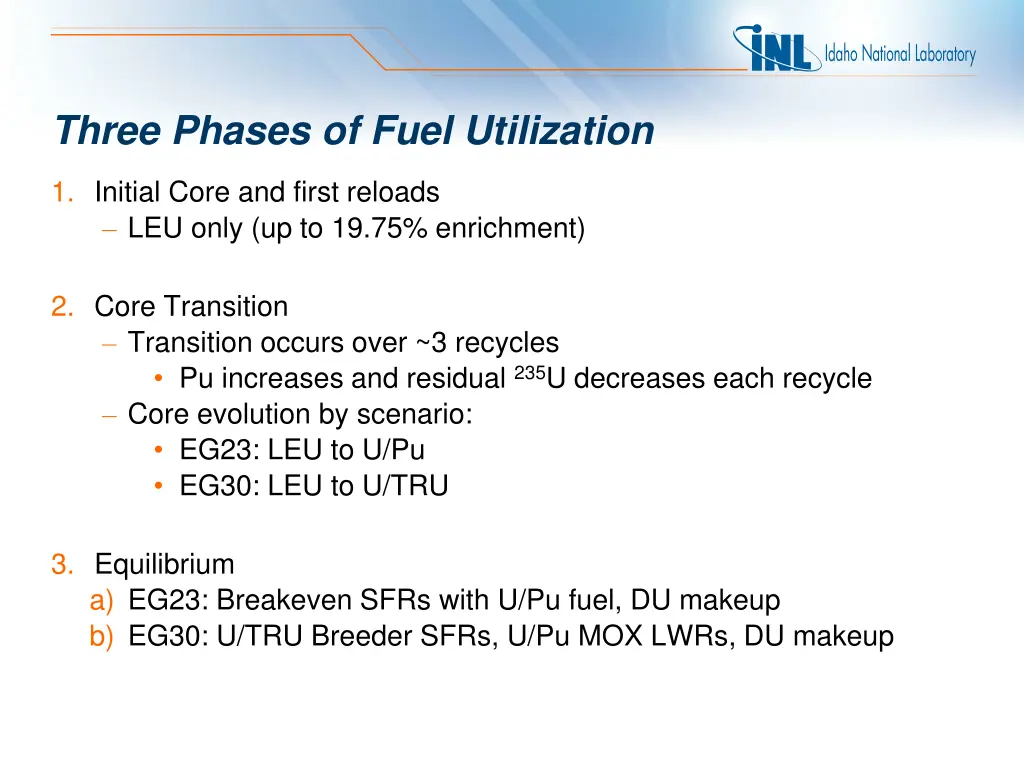 three phases of fuel utilization