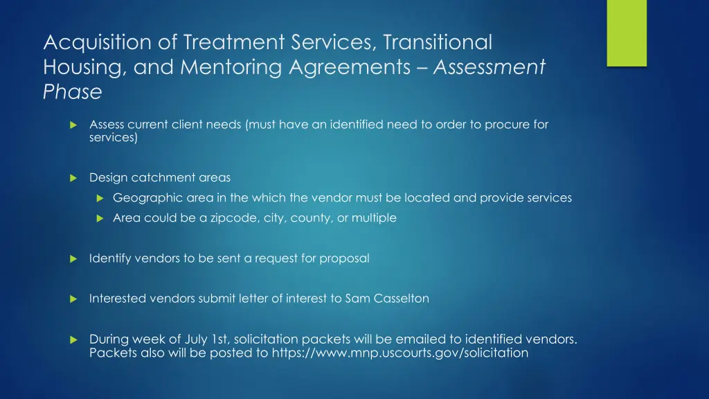 acquisition of treatment services transitional