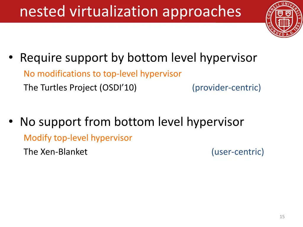 nested virtualization approaches