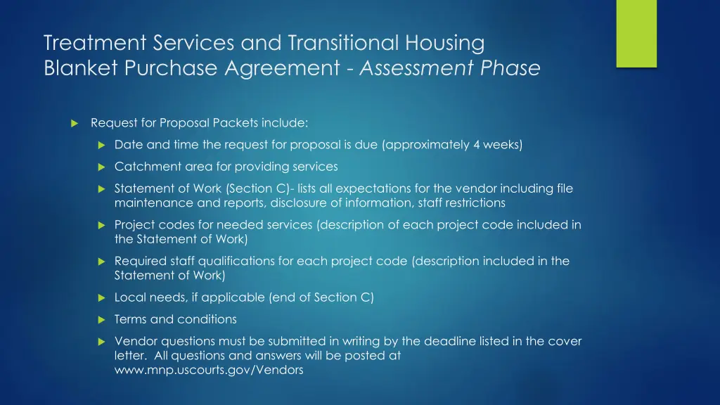 treatment services and transitional housing