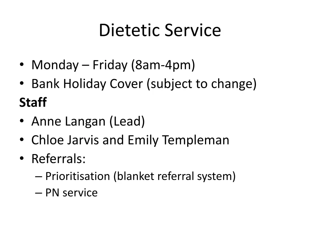 dietetic service