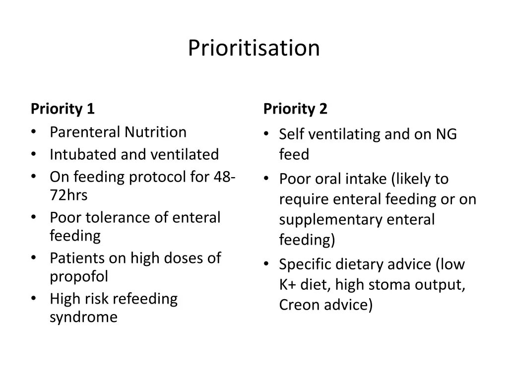 prioritisation