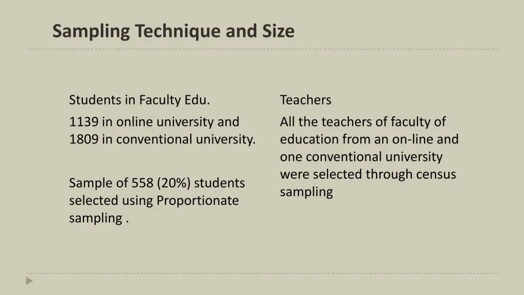 sampling technique and size