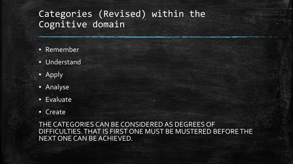 categories revised within the cognitive domain