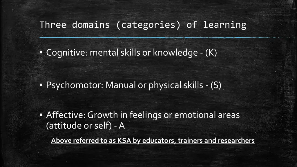 three domains categories of learning