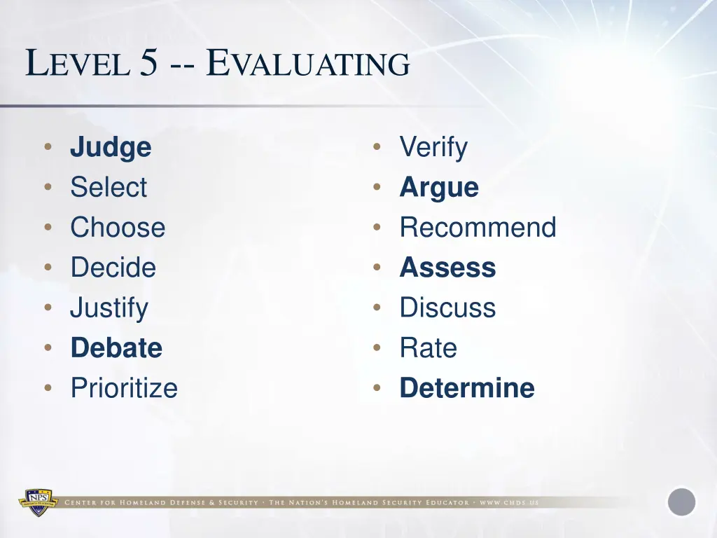 l evel 5 e valuating