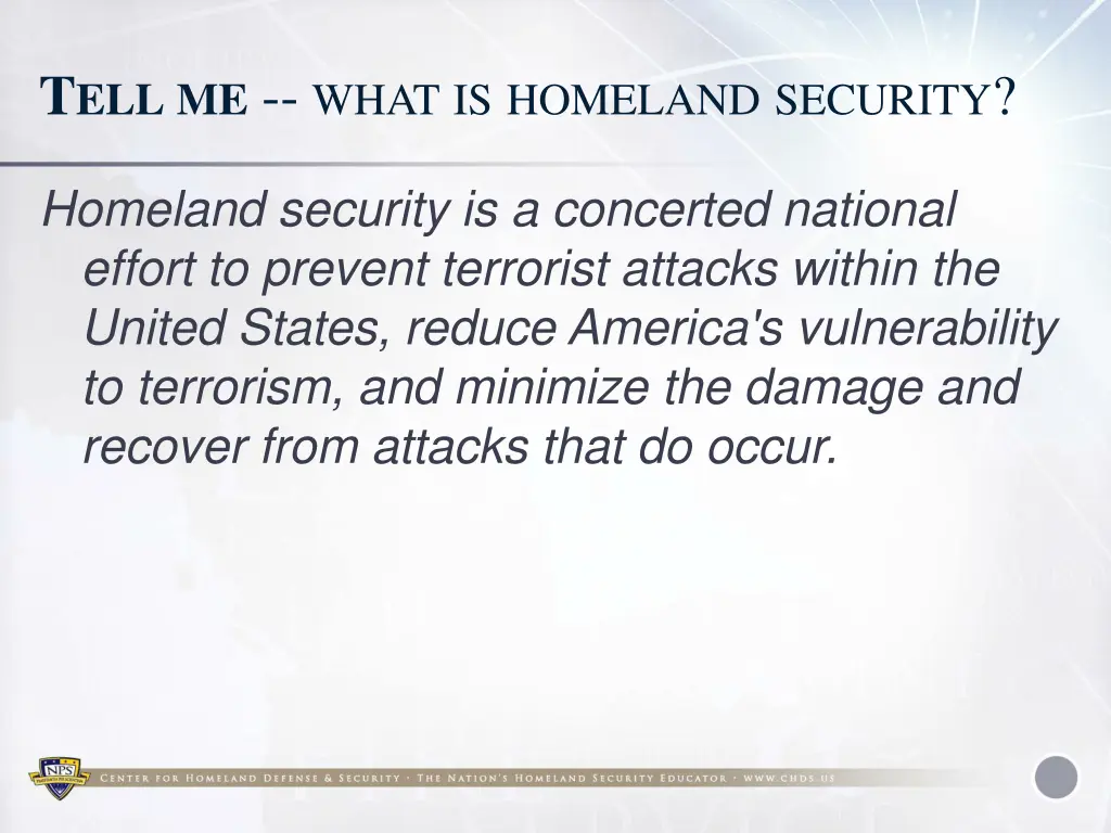 t ell me what is homeland security