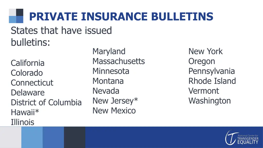 private insurance bulletins states that have