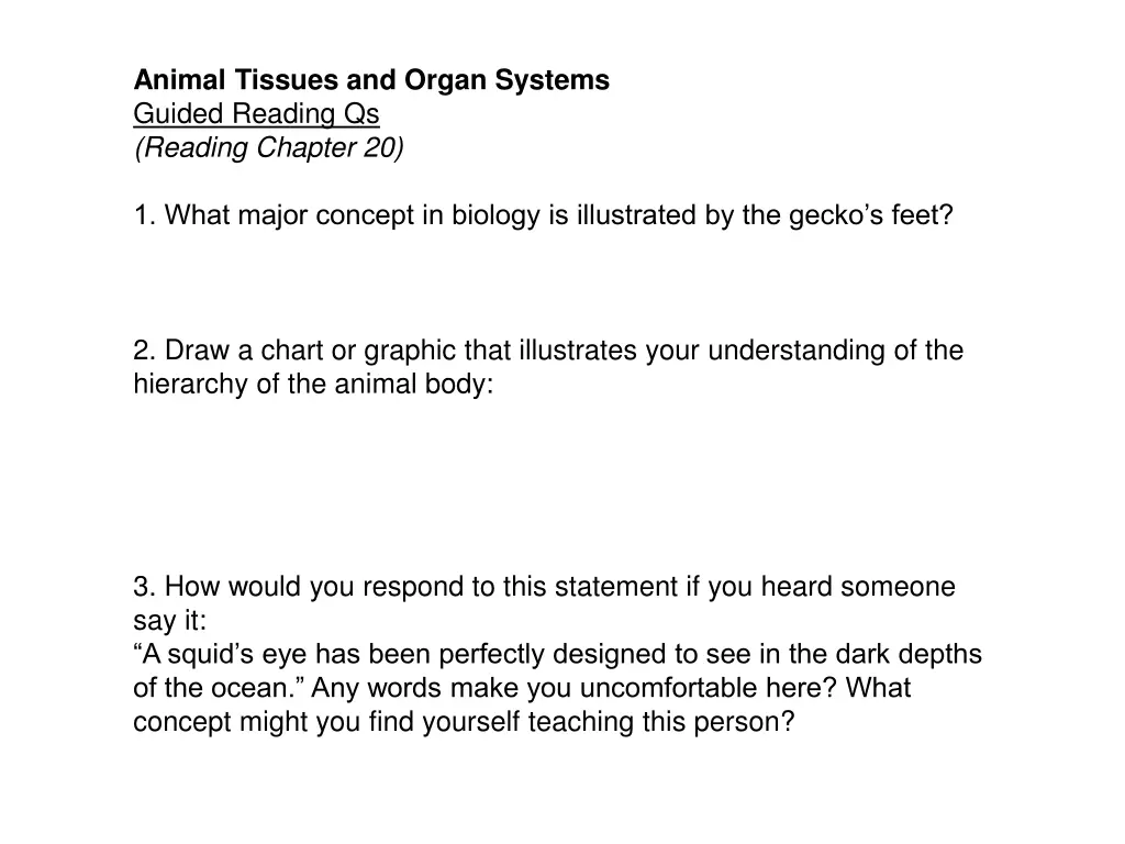 animal tissues and organ systems guided reading