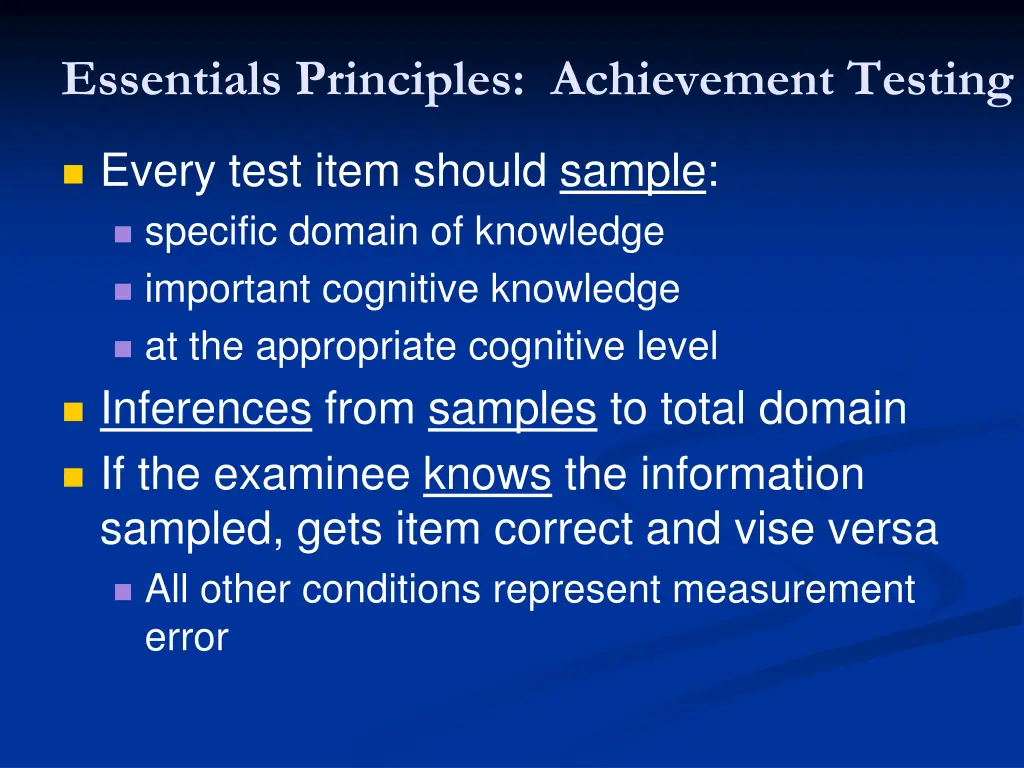 essentials principles achievement testing