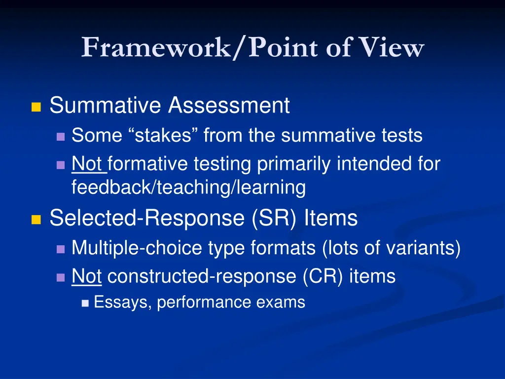 framework point of view